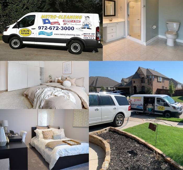 Metro Cleaning carpet cleaning results and reviews collage for Coppell TX